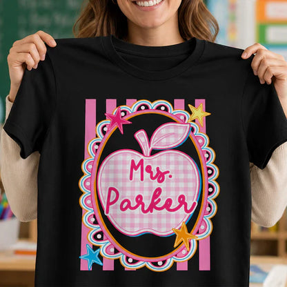Personalized Classic Tee With Preppy Apple Art, Unique Teacher Gift For Classroom Days