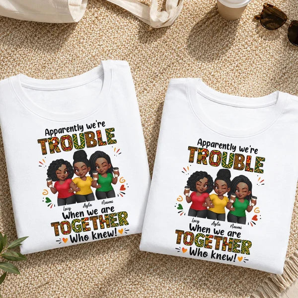 Personalized Classic Tee With Winking Friends & Tribal Lettering, Unique Gift For Close Friends