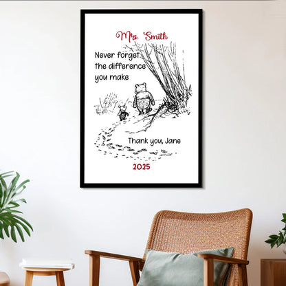 Custom Acrylic Plaque Keepsake, Heartfelt Never Forget the Difference You Make Message, Meaningful Appreciation Gift