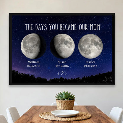 Moon Phase Poster, Customizable Starry Night Art for Mom or Grandma, We Love You to the Moon & Back, a Unique Gift