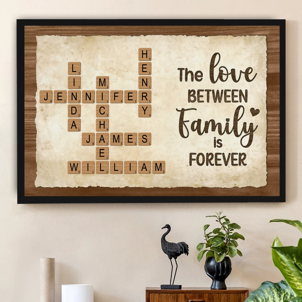 Custom Family Crossword Poster Wall Art – Personalized Names, Heartwarming Home Decor and Unique Gift for Grandparents or Parents