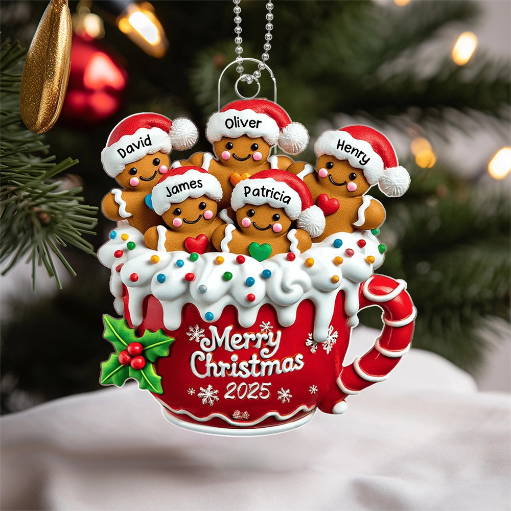 Christmas Acrylic Ornament Gingerbread Cup Design, Fun Holiday Decoration, Perfect Gift for Family