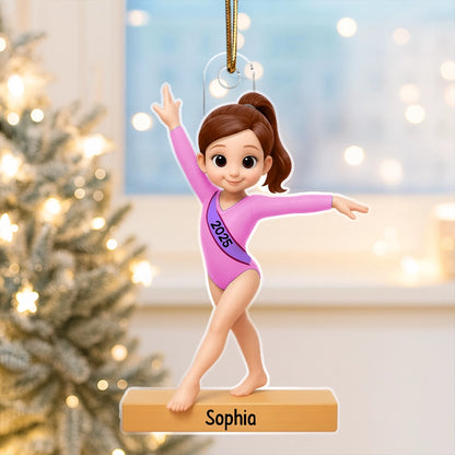 Gymnast Girl Acrylic Ornament – Holiday Keepsake, Perfect Gift for Daughters or Gymnastics Fans