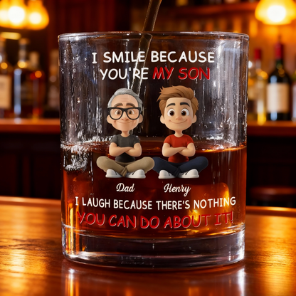 Personalized Dad and Son Whiskey Glass — Clear Print, Perfect Gift for Father’s Day