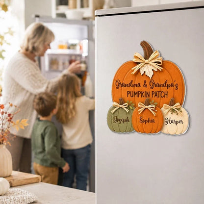 Personalized Acrylic Magnet, Rustic Pumpkin Patch Fall Decor, Unique Gift for Grandma & Grandpa