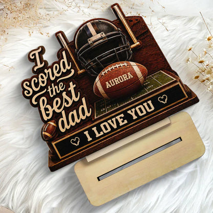 2-Layer Wooden Plaque, We Scored the Best Dad American Football Scene, Unique Creative Gift for Dad