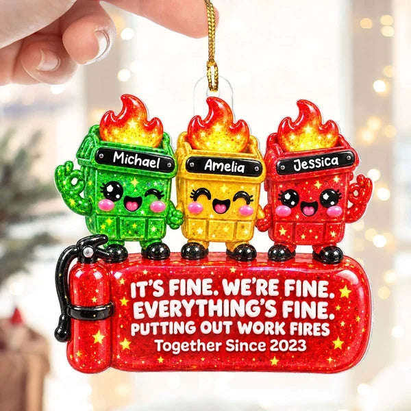 Personalized Acrylic Ornament, It's Fine Office Humor for the Christmas Tree, Unique Gift for Coworkers