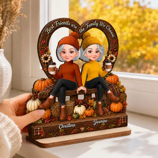 Wooden Plaque With Chosen Family Quote, Personalized Fall Keepsake, Unique Gift For Friend
