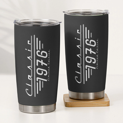 Black Insulated Travel Tumbler with Vintage Typography, Creative Birthday Gift for Husband or Dad