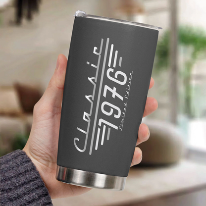 Black Insulated Travel Tumbler with Vintage Typography, Creative Birthday Gift for Husband or Dad