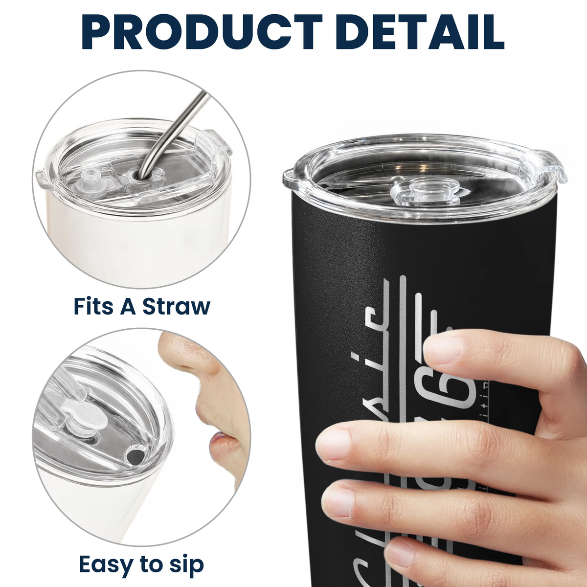 Black Insulated Travel Tumbler with Vintage Typography, Creative Birthday Gift for Husband or Dad