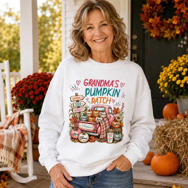 Personalized Classic Tee with Grandma's Pumpkin Patch Fall Truck, Unique and Creative Gift for Grandma