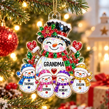 Grandma's Little Snowmen Personalized Acrylic Ornament, Heartwarming Family Keepsake, Creative Christmas Gift for Grandma
