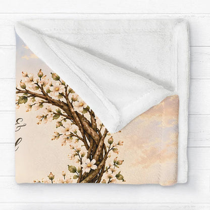 Fleece Blanket with Romantic Mountain Lake Scene and Kissing Couple, Personalized Creative Gift for Her or Him