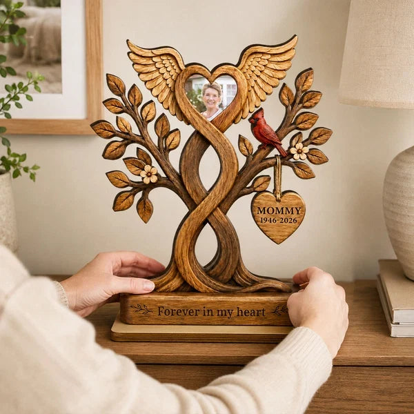 Forever in My Heart Personalized 2-Layer Wooden Plaque, Creative Remembrance Gift for Mom and Loved Ones