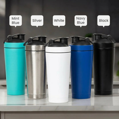 Stainless Steel Protein Shaker, Personalized Muscle Up Buttercup Quote - Unique Fitness Gift for Gym Lovers