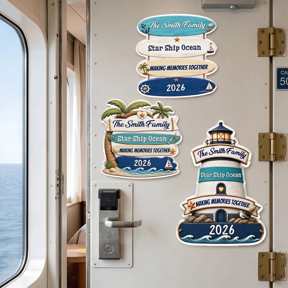 Personalized Acrylic Magnet, Beach Vacation Family Sign with Coastal Style, Unique Gift for Family