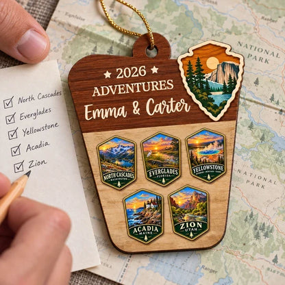Wooden Ornament, Personalized Scenic Park Memories, Creative Christmas Gift for Adventure-Loving Couples