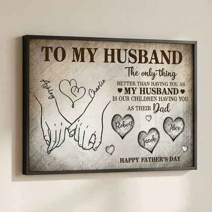 Personalized Husband & Dad Poster, Pinky Promise Hands, Unique Father's Day Gift With Vintage Warmth