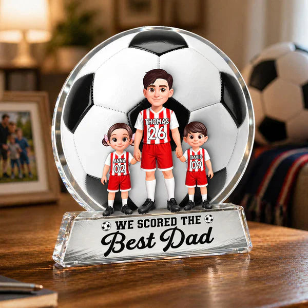 Personalized Shaped Acrylic Block Plaque for Soccer Dad, Unique Custom Field Family Gift He'll Love