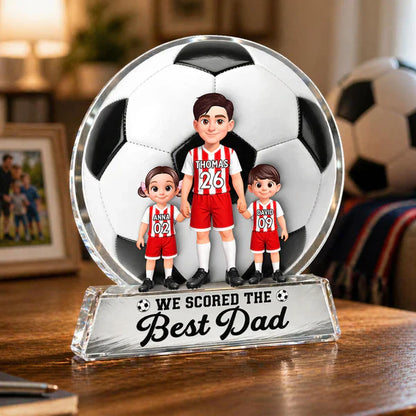 Personalized Shaped Acrylic Block Plaque for Soccer Dad, Unique Custom Field Family Gift He'll Love