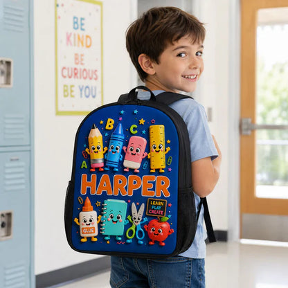 Personalized Kids School Backpack, Cute School Supplies Design, Back To School Unique Gift for Kids