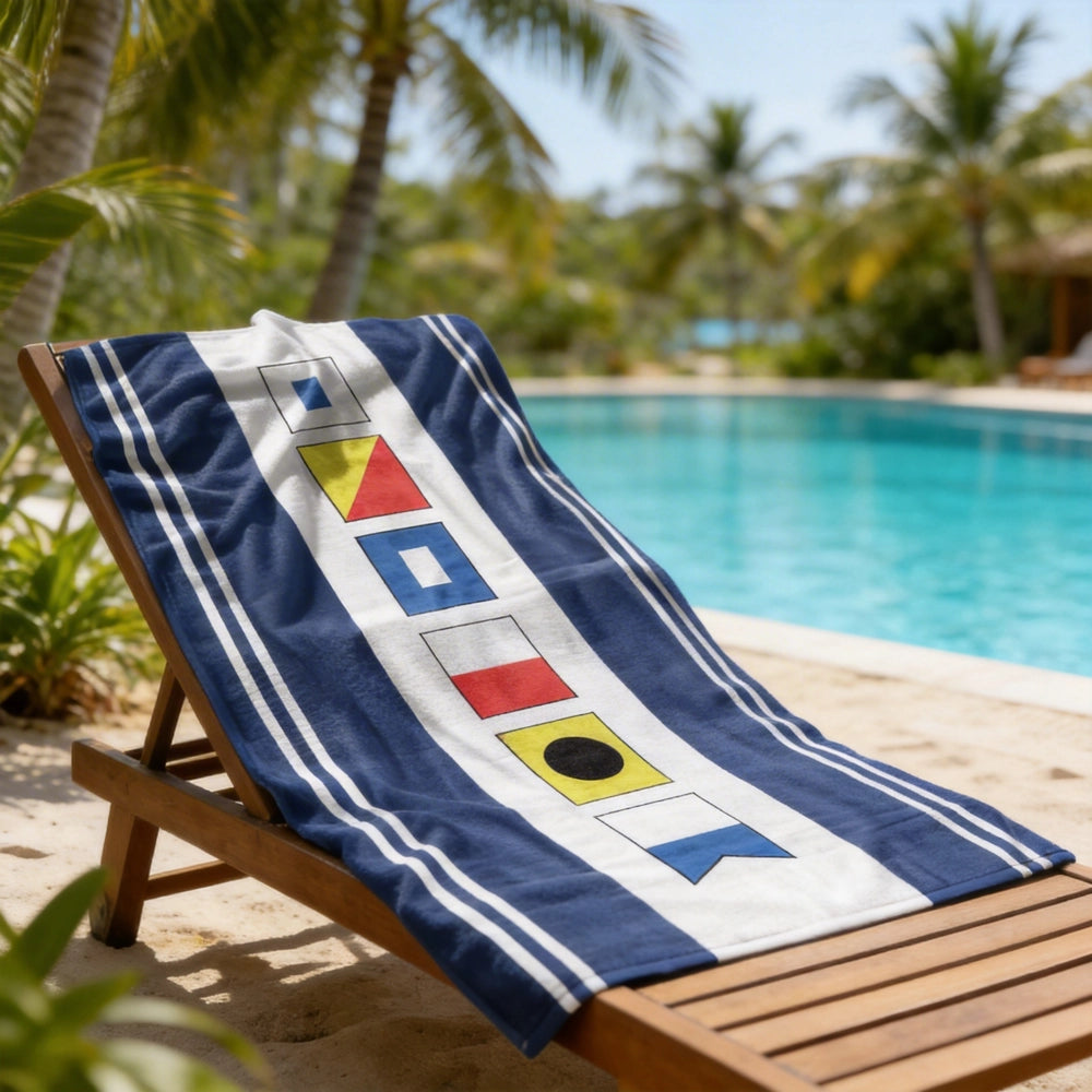 Personalized Nautical Flag Name Beach Towel for Pool or Beach Trips - Unique Travel-Friendly Gift