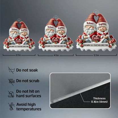 Santa Couple Acrylic Ornament with Heart - Festive Christmas Tree Decor, romantic keepsake, a unique creative gift for couples