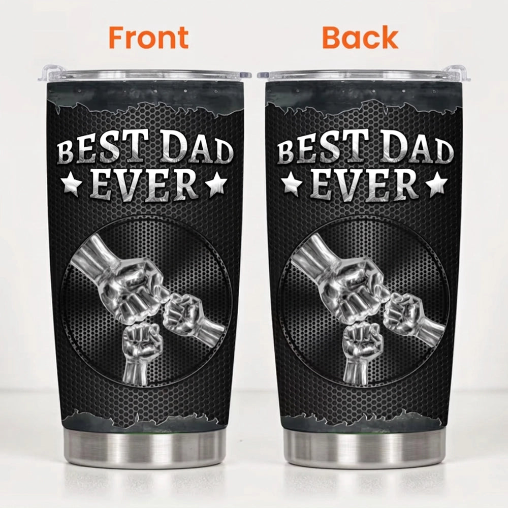 Personalized Best Dad Ever Insulated Travel Tumbler with Fist Bump Design, Unique Father's Day Gift for Dad