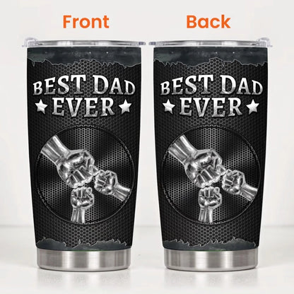 Personalized Best Dad Ever Insulated Travel Tumbler with Fist Bump Design, Unique Father's Day Gift for Dad