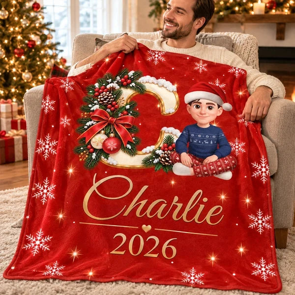 Personalized Fleece Blanket, Custom Christmas Keepsake Held by Mother and Daughter, Unique Gift for Kids