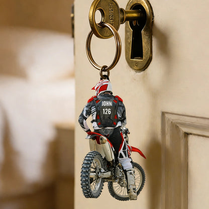 Personalized Motocross Rider Acrylic Keychain With Custom Name And Number Cool Accessory Unique Gift For Riders