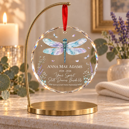Personalized Dragonfly Memorial Ornament, Forever Loved Sympathy Keepsake, Custom Name & Years Remembrance Gift