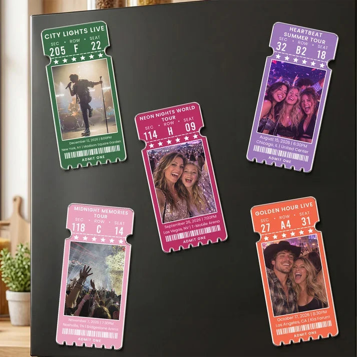 Personalized Acrylic Ornament, Vibrant Concert Ticket Design With Fans at a Live Show, Unique Gift for Music Lovers