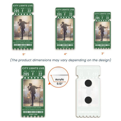 Personalized Acrylic Ornament, Vibrant Concert Ticket Design With Fans at a Live Show, Unique Gift for Music Lovers