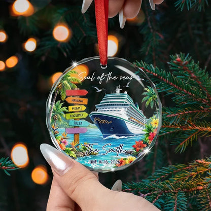 Soul of the Seas Personalized Crystal Ornament, Colorful Cruise Memory, Creative Gift for Family