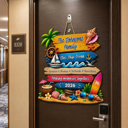 Custom Wooden Sign With Beach Travel Art, Making Memories Together, Unique Creative Gift For Family