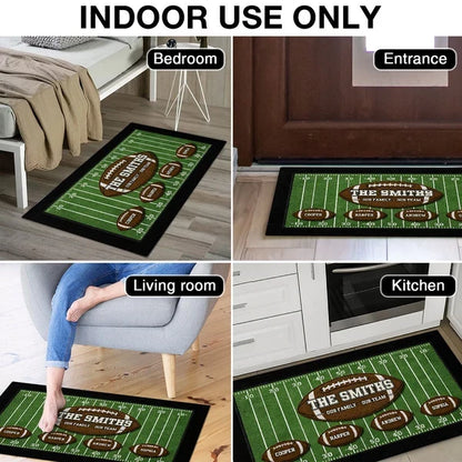 Our Family Our Team Personalized Standard Doormat, Creative Gift for American Football Fans