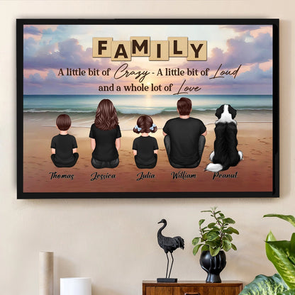 Family Backview Poster — Beach Sunset Design, a Heartfelt Wall Art That Celebrates Love and Togetherness