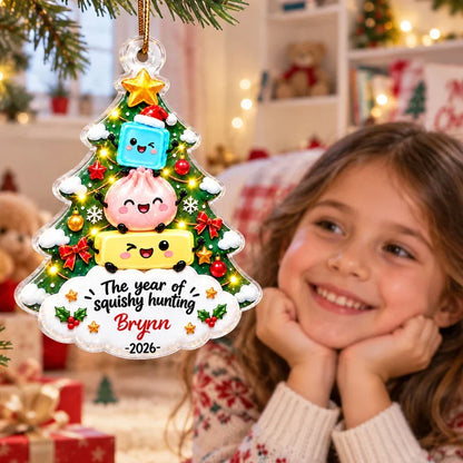Joyful Stacked Squishies Acrylic Ornament, Personalized Keepsake for Hanging on the Tree and Creative Gift for Kids
