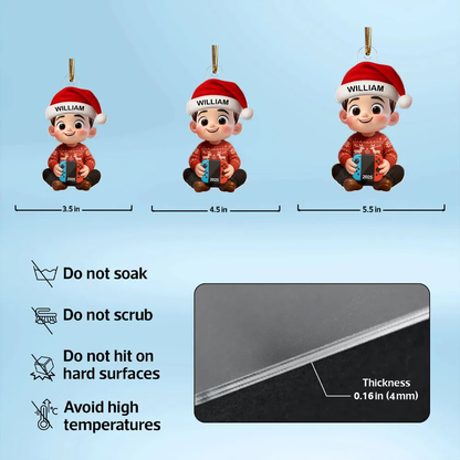Personalized Cartoon Christmas Ornament with custom name, playful Nintendo Switch design, perfect gift for kids and gamers, ideal for holiday decorating