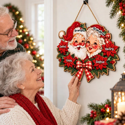 Personalized Wooden Sign with Smiling Grandparents, Vintage Christmas Decor, Unique Gift for Grandparents