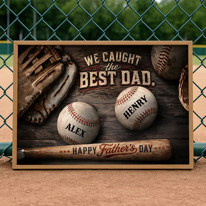 Personalized Baseball Dad Poster with Glove & Balls, Unique Father's Day Gift for Dad