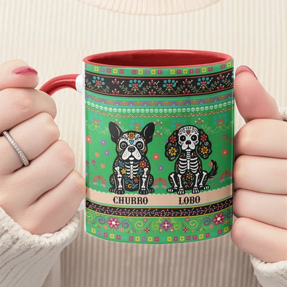 Personalized Day of the Dead Pet Ceramic Mug, Sitting Dog or Cat Portrait, Unique Gift for Pet Owners