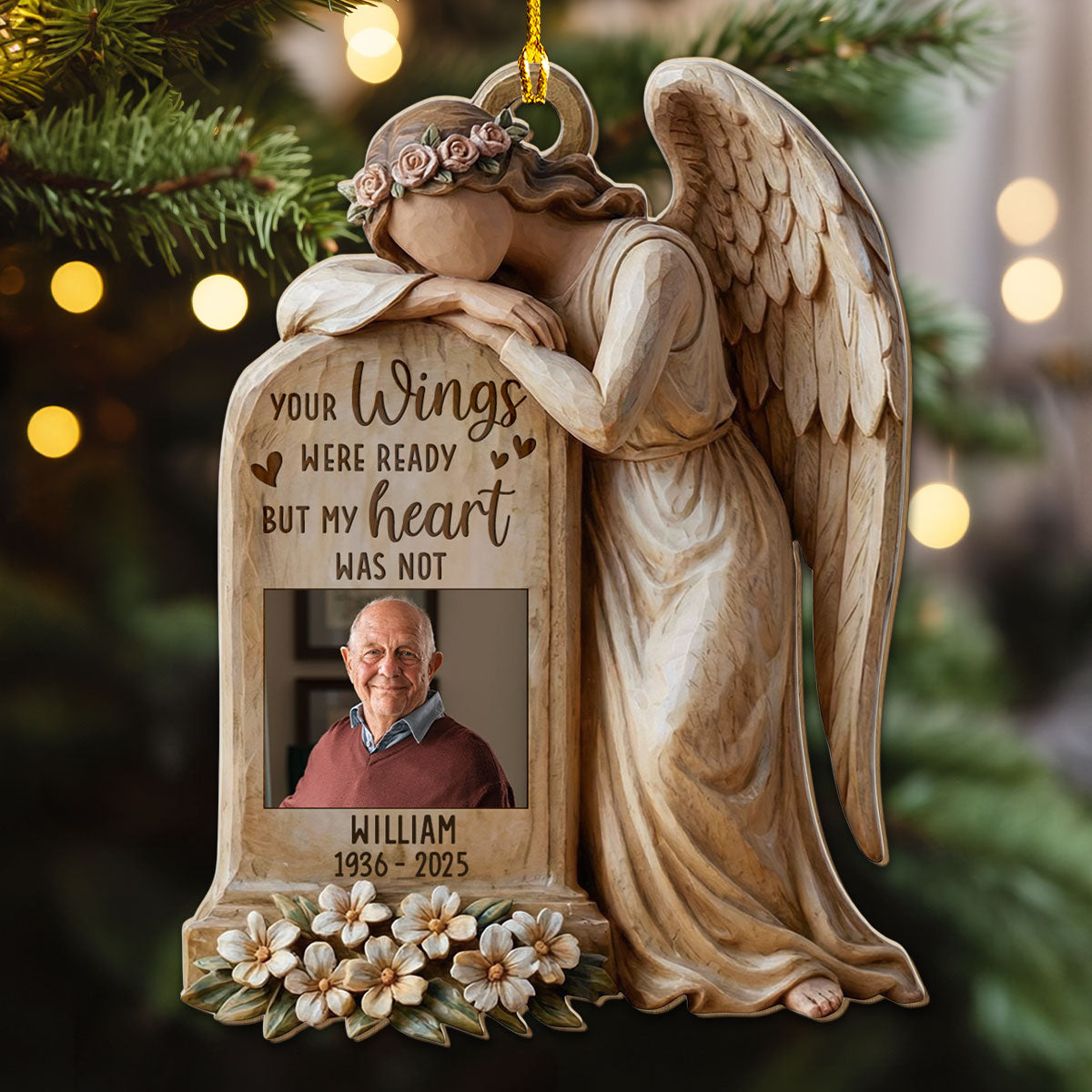 Personalized Wooden Ornament Memorial Angel Keepsake Gift for Loved One Remembrance & Gentle Comfort