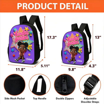 Personalized Kids School Backpack, Cute Cartoon Girl Grade Design, Unique Creative Gift For Daughter