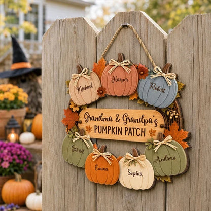 Personalized Grandma & Grandpa's Pumpkin Patch Wooden Sign, Warm Autumn Decor, Creative Family Gift