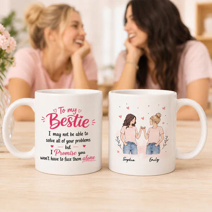Personalized Ceramic Mug, Pinky Promise Bestie Illustration, Unique Creative Gift for Best Friend