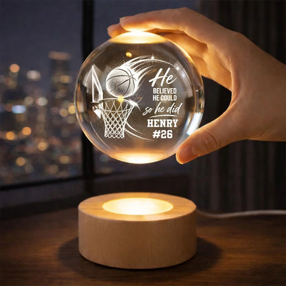 Basketball Globe Lamp, She Believed She Could Design, Personalized Creative Gift for Players and Coaches
