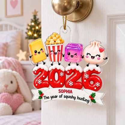 Personalized Acrylic Ornament, Cheerful Squishy Friends Holding Hands, Creative Christmas Tree Gift for Kids